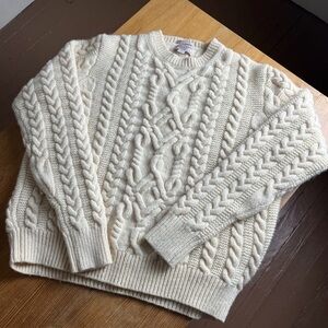 Wallace & Barnes Shetland Wool Cable Knit Fisherman Sweater Large Rare